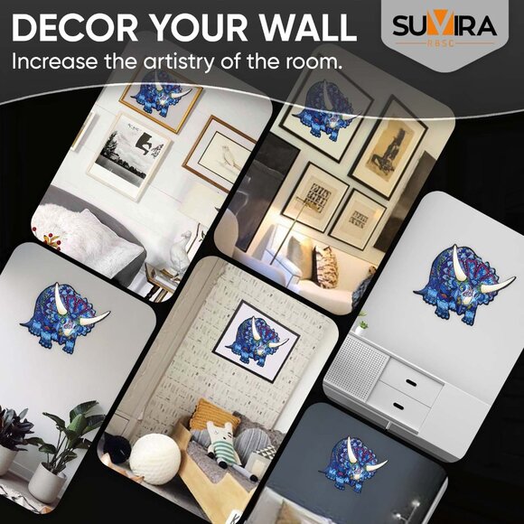 Animal Wooden Jigsaw Puzzle Engaging, Educational, and Eco-Friendly TRICERATOR - Picture 5 of 8